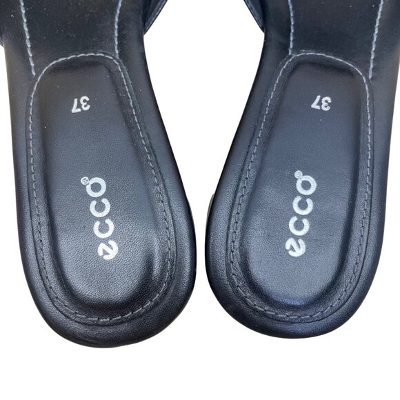 Ecco Women’s Black Leather Flower Accent Open-Toe Mule Sandals Size 37 - Picture 6 of 9